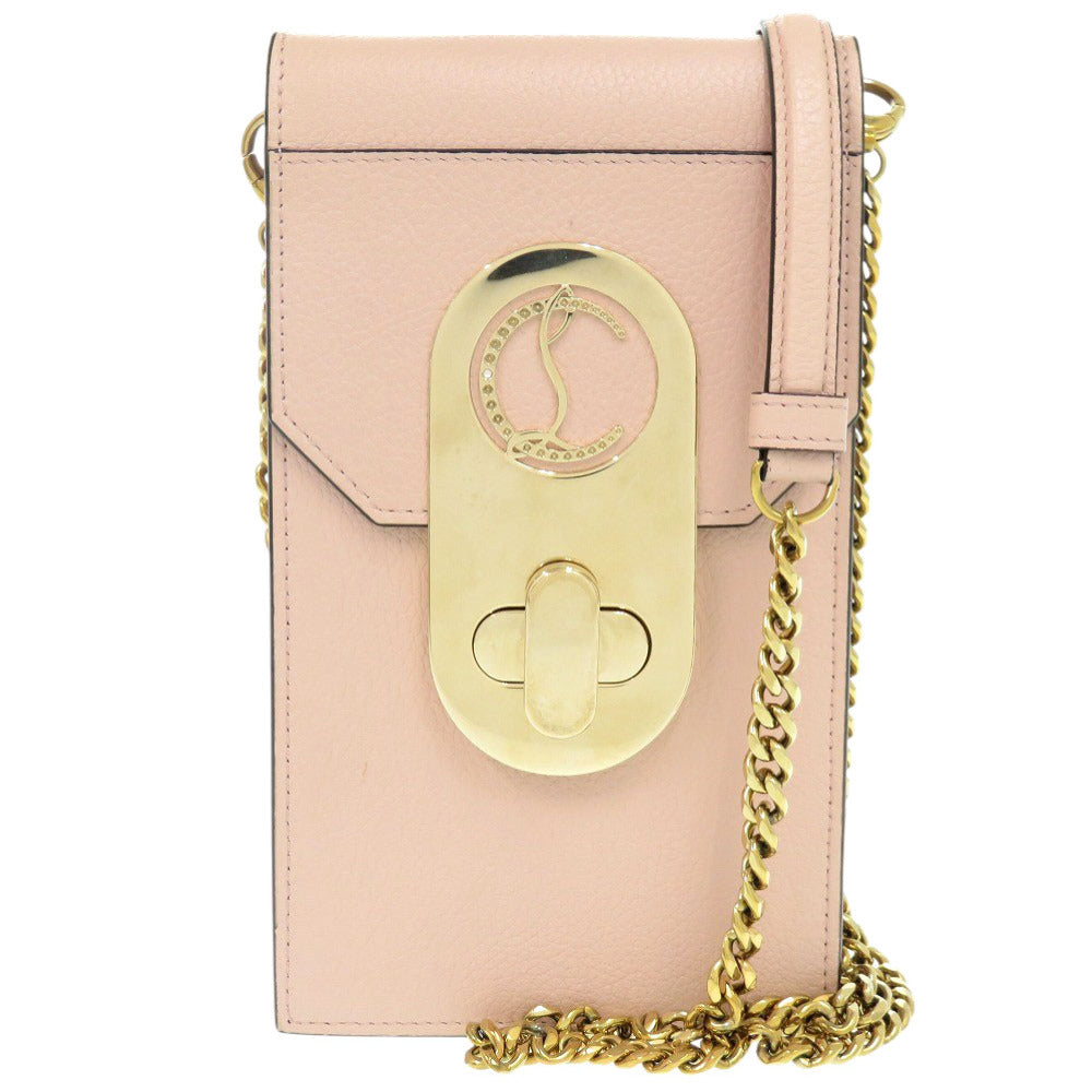 美品 クリスチャンルブタン エリサ フォンポーチ レザー ピンク ショルダーバッグ 1096【中古】Christian Louboutin