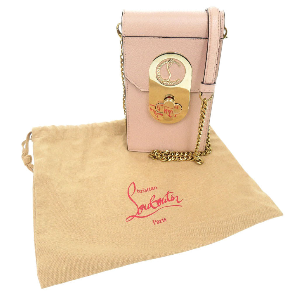 美品 クリスチャンルブタン エリサ フォンポーチ レザー ピンク ショルダーバッグ 1096【中古】Christian Louboutin