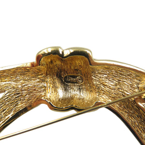 美品 クリスチャンディオール ヴィンテージ リボン メタル ゴールド 1123【中古】Christian Dior