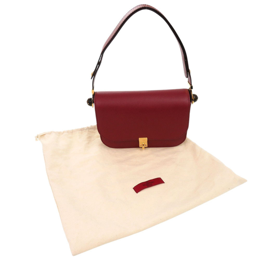 新品同様 ヴァレンティノ ガラヴァーニ レザー ボルドー ワンショルダーバッグ 1126【中古】Valentino Garavani