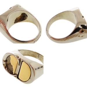 美品 クリスチャンディオール CDロゴ メタル 約17号 シルバー ゴールド リング 指輪 1159【中古】Christian Dior メンズ