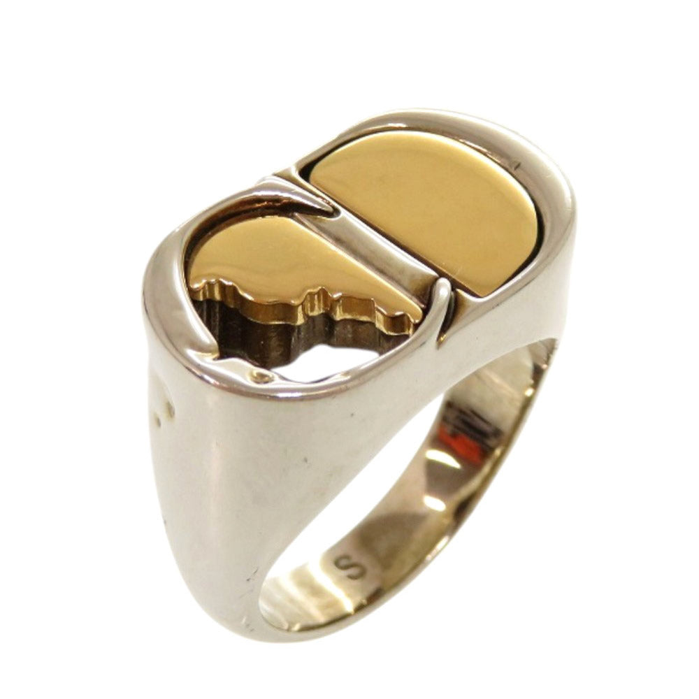 美品 クリスチャンディオール CDロゴ メタル 約17号 シルバー ゴールド リング 指輪 1159【中古】Christian Dior メンズ