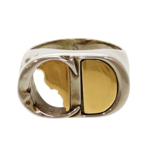 美品 クリスチャンディオール CDロゴ メタル 約17号 シルバー ゴールド リング 指輪 1159【中古】Christian Dior メンズ