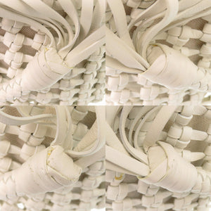 美品 ボッテガヴェネタ Cavallino カヴァリーノ 709612 レザー キャンバス ホワイト ハンドバッグ 白 1172【中古】BOTTEGAVENETA