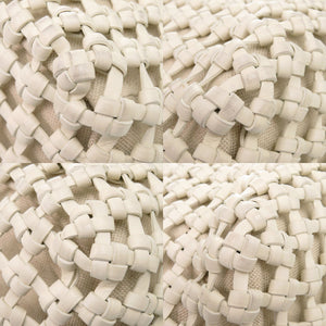 美品 ボッテガヴェネタ Cavallino カヴァリーノ 709612 レザー キャンバス ホワイト ハンドバッグ 白 1172【中古】BOTTEGAVENETA