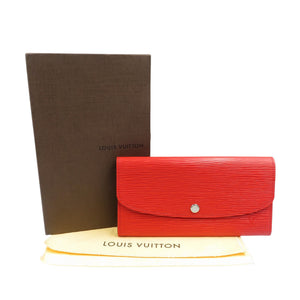 未使用 ルイヴィトン ポルトフォイユ・エミリー M60852 エピレザー シルバー金具 レッド 長財布 1187【中古】LOUIS VUITTON