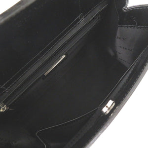 美品 バーバリー チェック柄 エナメル ブラック ハンドバッグ 黒 1194【中古】BURBERRY