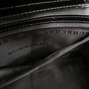 美品 バーバリー チェック柄 エナメル ブラック ハンドバッグ 黒 1194【中古】BURBERRY