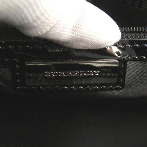 美品 バーバリー チェック柄 エナメル ブラック ハンドバッグ 黒 1194【中古】BURBERRY