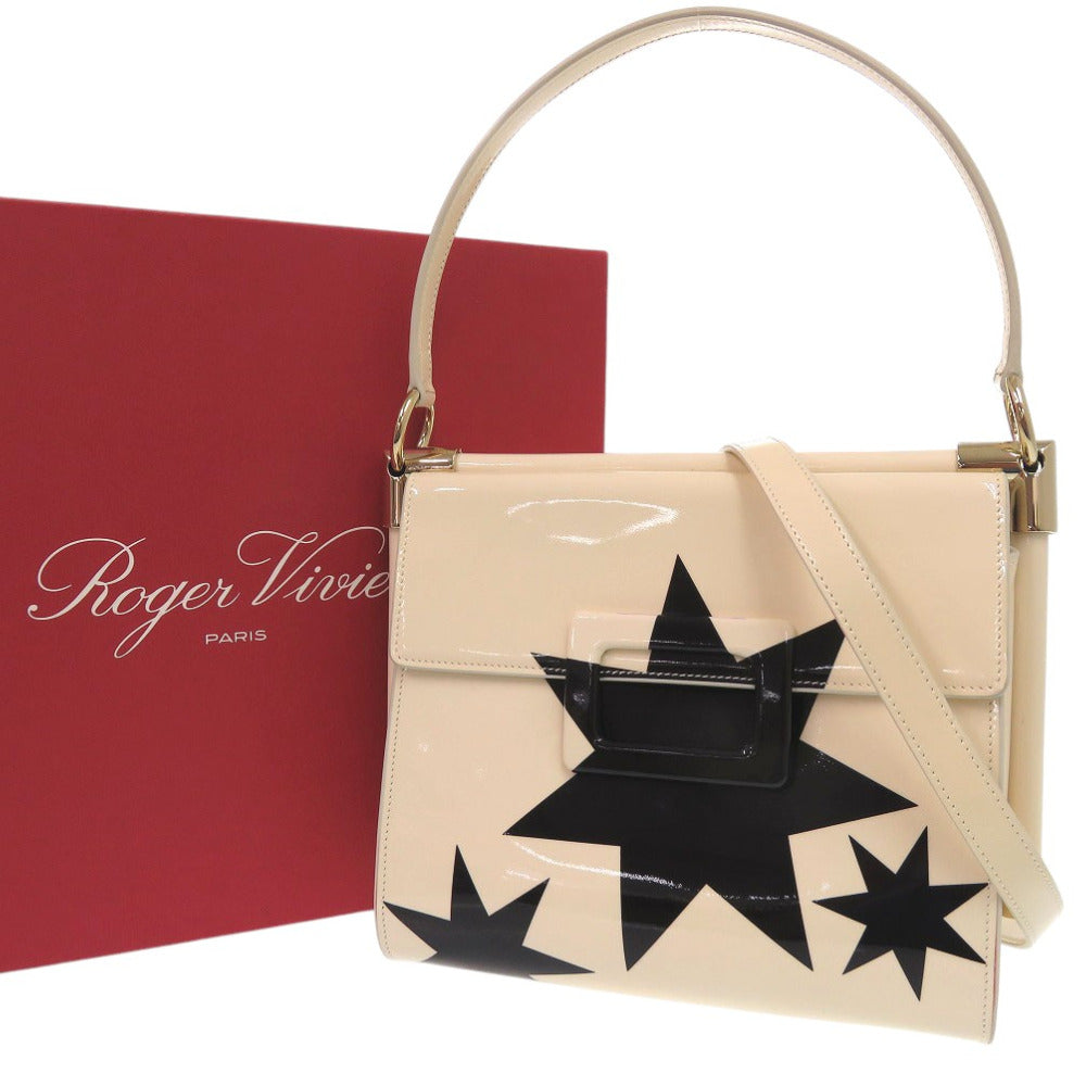美品 ロジェヴィヴィエ ミスヴィヴ 2WAYバッグ ハンドバッグ RBWAKZBF2019UFC019 エナメルレザー アイボリー 1215【中古】Roger Vivier