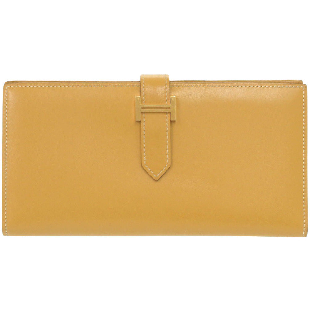 美品 エルメス ベアンスフレ ヴォータデラクト パイユ ゴールド金具 A刻印(2017年製) 長財布 1218【中古】HERMES