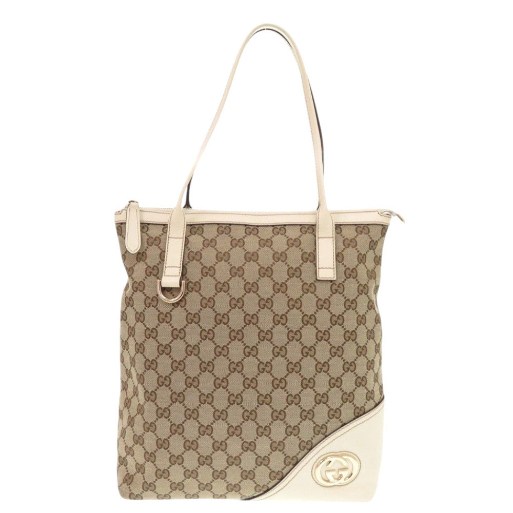 美品 グッチ GGキャンバス/レザー ベージュ トートバッグ 1248【中古】GUCCI