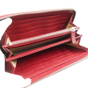 未使用 ブルガリ 37340 ブルガリ ブルガリ レザー シルバー金具 ルビーレッド 赤 ラウンドファスナー 長財布 1251【中古】BVLGARI