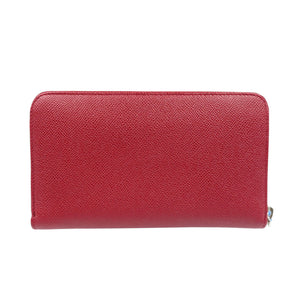 未使用 ブルガリ 37340 ブルガリ ブルガリ レザー シルバー金具 ルビーレッド 赤 ラウンドファスナー 長財布 1251【中古】BVLGARI