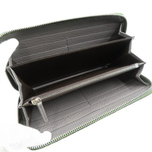 未使用 フェンディ セレリア 7M0210 レザー シルバー金具 グリーン ラウンドファスナー 長財布 1254【中古】FENDI