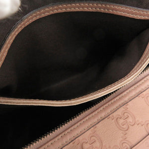 新品同様 グッチ マイクログッチシマ 449646 レザー ピンク ボストンバッグ 1257【中古】GUCCI