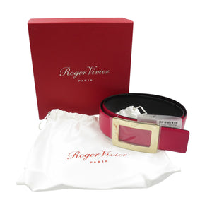 未使用 ロジェヴィヴィエ ダブルフェイス RCWC08101005KF0F81 レザー メタル ピンク ベルト 1285【中古】ROGER VIVIER