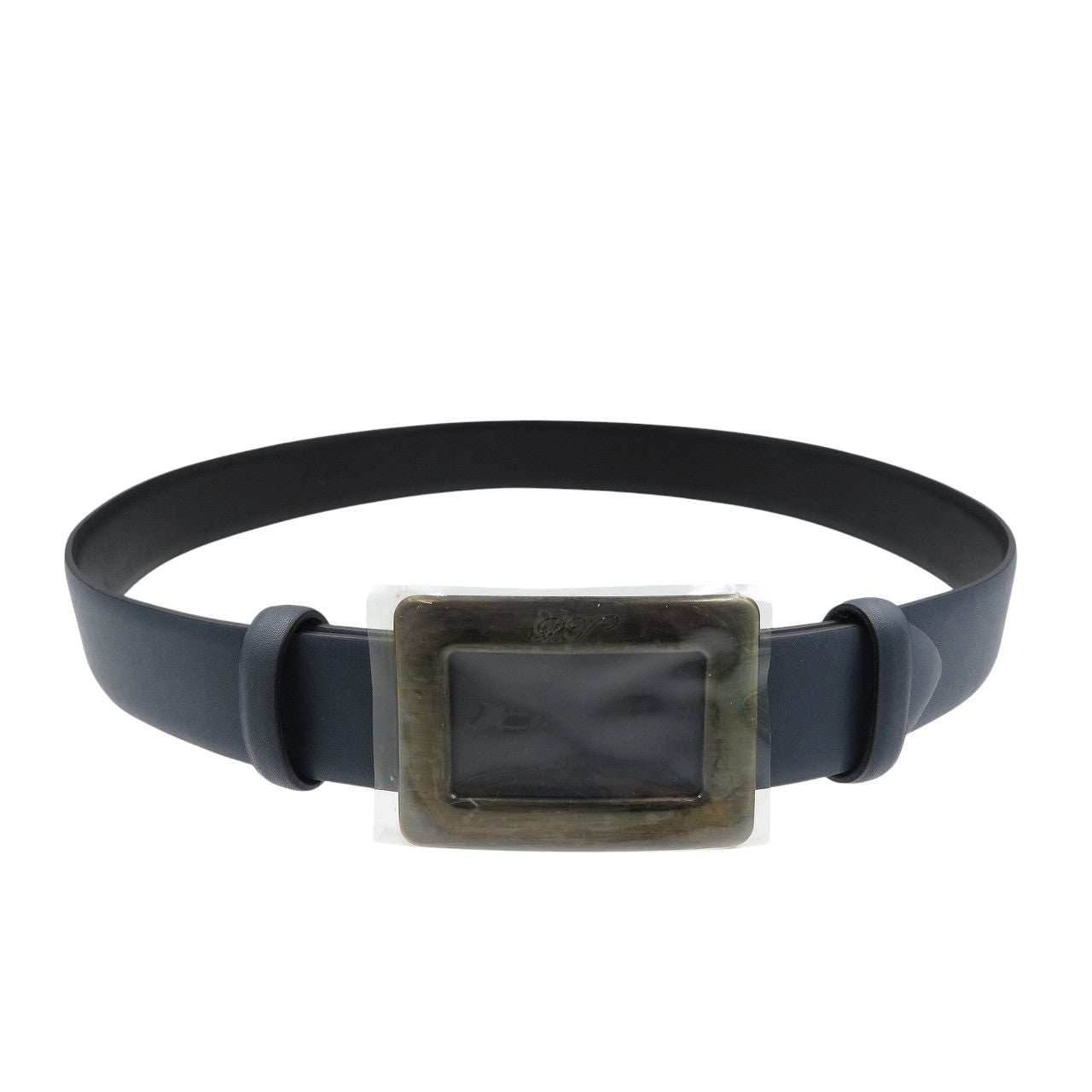 未使用 ロジェヴィヴィエ ダブルフェイス RCWC0341100CIT1012 レザー メタル ネイビー ベルト 1286【中古】ROGER VIVIER