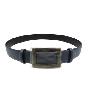 未使用 ロジェヴィヴィエ ダブルフェイス RCWC0341100CIT1012 レザー メタル ネイビー ベルト 1286【中古】ROGER VIVIER