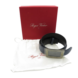 未使用 ロジェヴィヴィエ ダブルフェイス RCWC0341100CIT1012 レザー メタル ネイビー ベルト 1286【中古】ROGER VIVIER