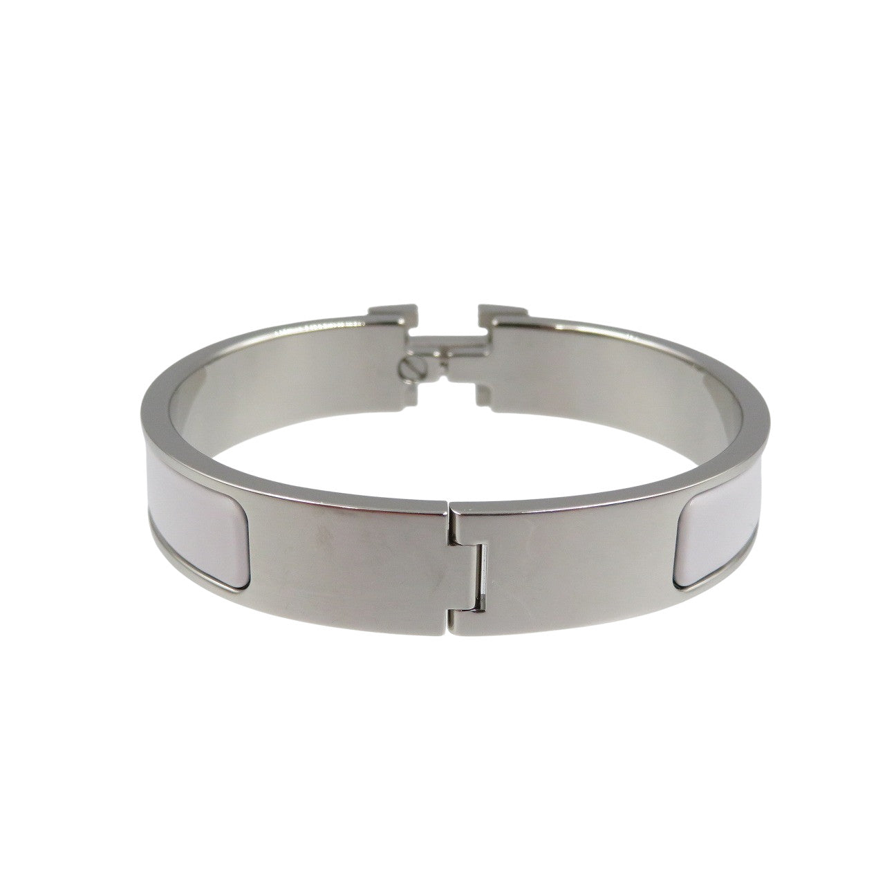 美品 エルメス クリッククラック PM メタル シルバー ホワイト バングル 1287【中古】HERMES