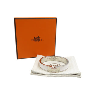 美品 エルメス クリッククラック PM メタル シルバー ホワイト バングル 1287【中古】HERMES