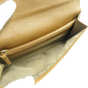 未使用 ブルガリ クラシコ レザー ゴールド金具 ブラウン 二つ折り 長財布 1291【中古】BVLGARI