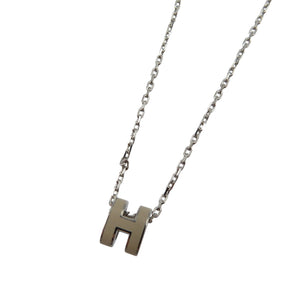 未使用 エルメス ポップアッシュ ポップH メタル マロングラッセ シルバー グレー ネックレス 1294【中古】HERMES