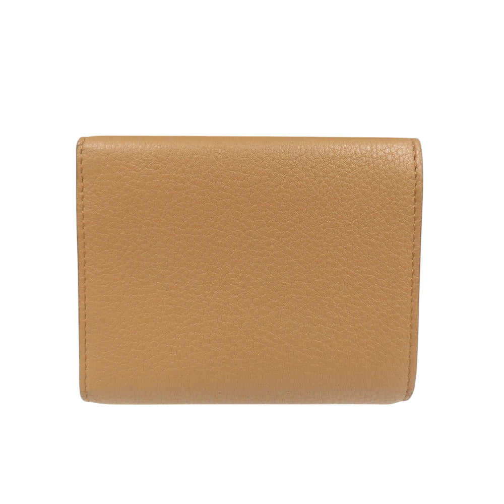 未使用 ミュウミュウ 5MH040 コンパクトウォレット レザー ゴールド金具 キャメル ブラウン 三つ折り財布 1298【中古】MIU MIU