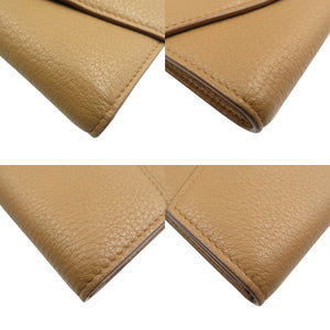 未使用 ミュウミュウ 5MH040 コンパクトウォレット レザー ゴールド金具 キャメル ブラウン 三つ折り財布 1298【中古】MIU MIU