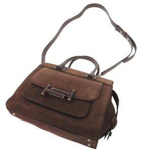 美品 トッズ ダブルT スウェード レザー ブラウン 2WAY ハンドバッグ ショルダーバッグ 茶 1307【中古】TOD’S