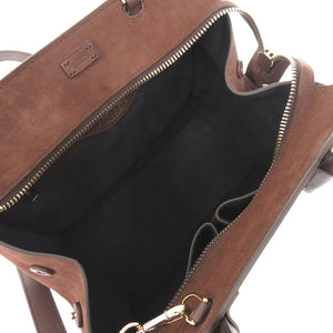 美品 トッズ ダブルT スウェード レザー ブラウン 2WAY ハンドバッグ ショルダーバッグ 茶 1307【中古】TOD’S