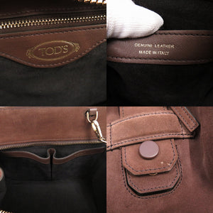 美品 トッズ ダブルT スウェード レザー ブラウン 2WAY ハンドバッグ ショルダーバッグ 茶 1307【中古】TOD’S