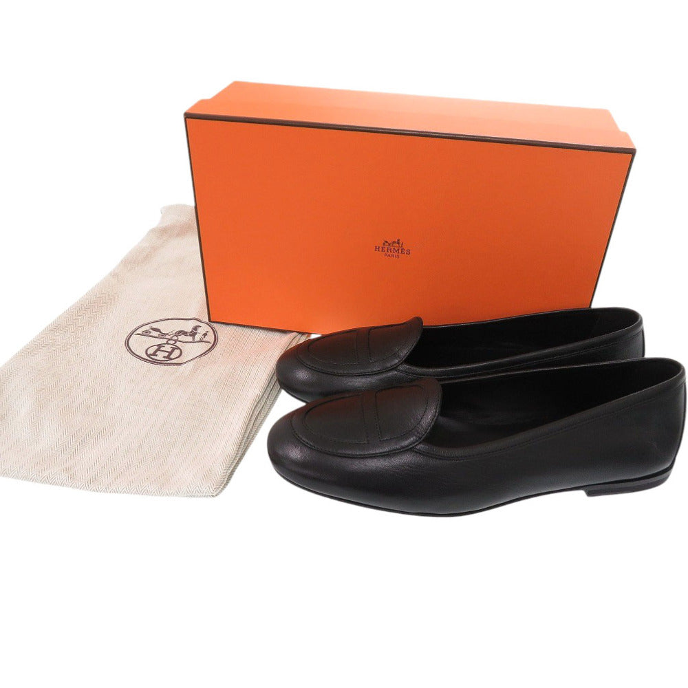 未使用 エルメス モカシン ジュリア H242060Z レザー ブラック ローファー 黒 1315【中古】HERMES