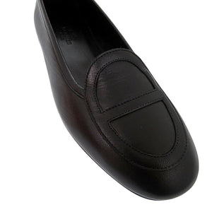 未使用 エルメス モカシン ジュリア H242060Z レザー ブラック ローファー 黒 1315【中古】HERMES