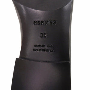 未使用 エルメス モカシン ジュリア H242060Z レザー ブラック ローファー 黒 1315【中古】HERMES