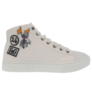 未使用品 エルメス イリコ ハイカット スニーカー 241178Z Illico 刺繍 パッチ コットンキャンバス ホワイト 1316【中古】HERMES