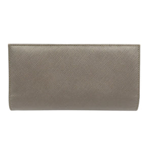 新品同様 サルヴァトーレフェラガモ ガンチーニ 22-7698 レザー シルバー金具 グレー 二つ折り 長財布 1326【中古】Salvatore Ferragamo