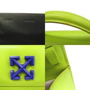 美品 オフホワイト ジットニー レザー イエローグリーン 2WAY ハンドバッグ ショルダーバッグ 黄緑 1336【中古】OFF-WHITE