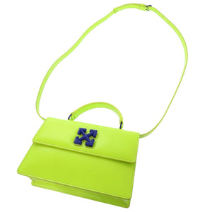 美品 オフホワイト ジットニー レザー イエローグリーン 2WAY ハンドバッグ ショルダーバッグ 黄緑 1336【中古】OFF-WHITE