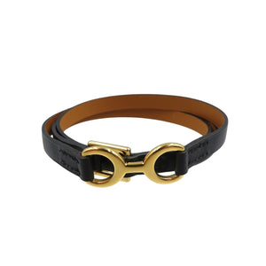 新品同様 エルメス レザー ブラック ゴールド O刻印 チョーカー 1340【中古】HERMES