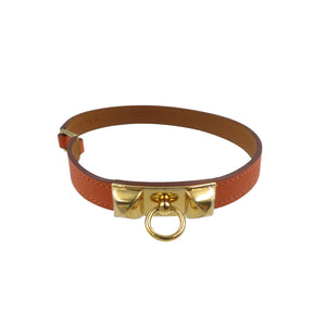 未使用 エルメス リヴァル ドゥブルトゥール U刻印 ヴォースイフト オレンジ 2連 ブレスレット 1342【中古】HERMES