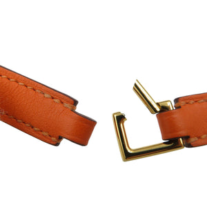未使用 エルメス リヴァル ドゥブルトゥール U刻印 ヴォースイフト オレンジ 2連 ブレスレット 1342【中古】HERMES