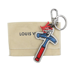 美品 ルイヴィトン LVコミック ポルトクレ ハンマー MP3107 モノグラム PVC メタル ホワイト ブルー レッド キーホルダー 1367【中古】LOUIS VUITTON