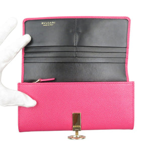 美品 ブルガリ 289053 ブルガリブルガリ クリップ レザー ゴールド ピンク 二つ折り 長財布 1372【中古】BVLGARI