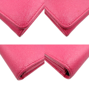 美品 ブルガリ 289053 ブルガリブルガリ クリップ レザー ゴールド ピンク 二つ折り 長財布 1372【中古】BVLGARI