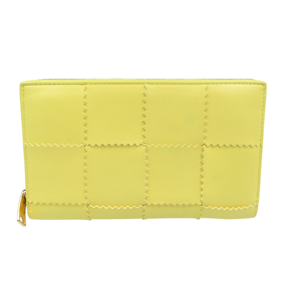 ボッテガヴェネタ カセット ジップアラウンドウォレット 750250 レザー ゴールド金具 イエロー 長財布 1376【中古】BOTTEGA VENETA