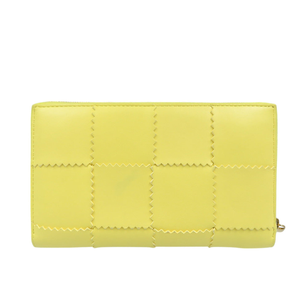 ボッテガヴェネタ カセット ジップアラウンドウォレット 750250 レザー ゴールド金具 イエロー 長財布 1376【中古】BOTTEGA VENETA