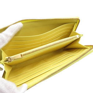 ボッテガヴェネタ カセット ジップアラウンドウォレット 750250 レザー ゴールド金具 イエロー 長財布 1376【中古】BOTTEGA VENETA