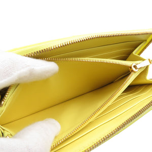 ボッテガヴェネタ カセット ジップアラウンドウォレット 750250 レザー ゴールド金具 イエロー 長財布 1376【中古】BOTTEGA VENETA